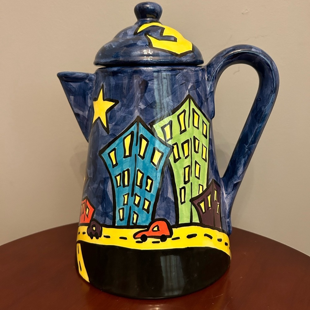Vintage Carrie Wroot Ceramic Pitcher/Tea Pot With Lid